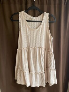 Umgee Sleeveless Tiered Waffle Tunic - Beige